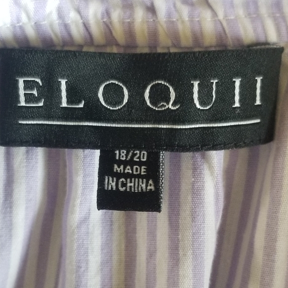 Eloquii 100% cotton tiered long sleeve dress flounce - Picture 9 of 10